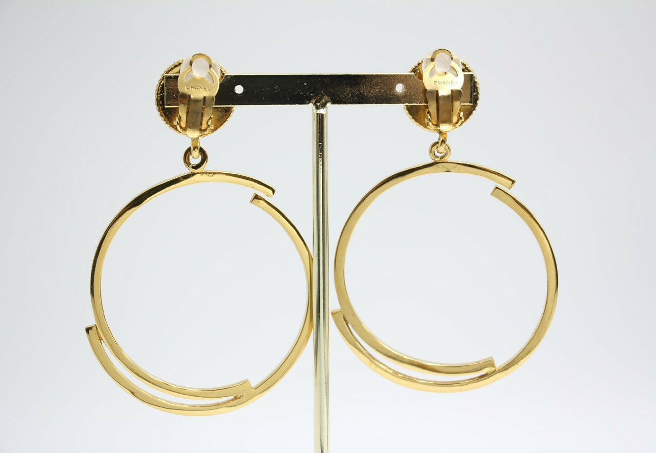 Chanel Vintage 1954-71 Gold-Plated Large Hoop Clip-on Earrings