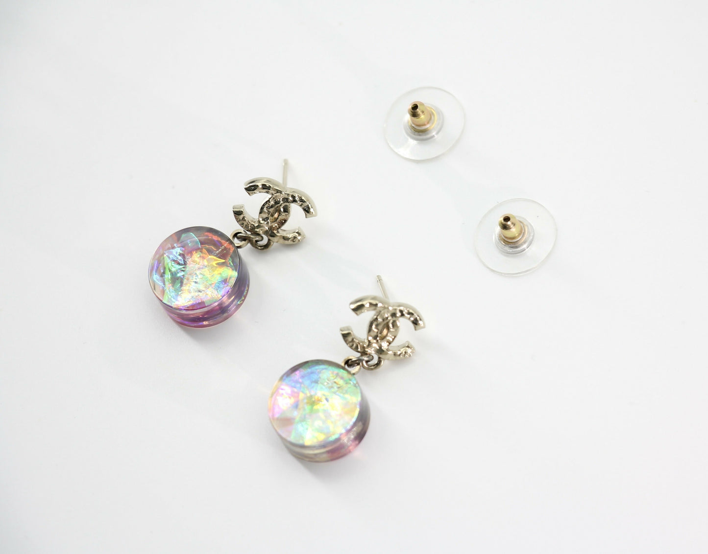 Chanel 12A Fantasy Purple Resin Round Dangle Clip-on Earrings