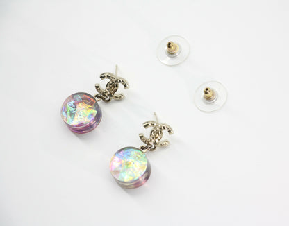 Chanel 12A Fantasy Purple Resin Round Dangle Clip-on Earrings