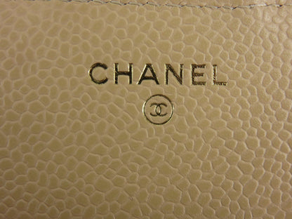 Chanel 21-Year-Old Milk Tea Gold Buckle Caviar Cowhide Classic Three-Fold Short Clip