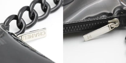 Chanel 2003 Coco Window Chain Black Vinyl Pouch