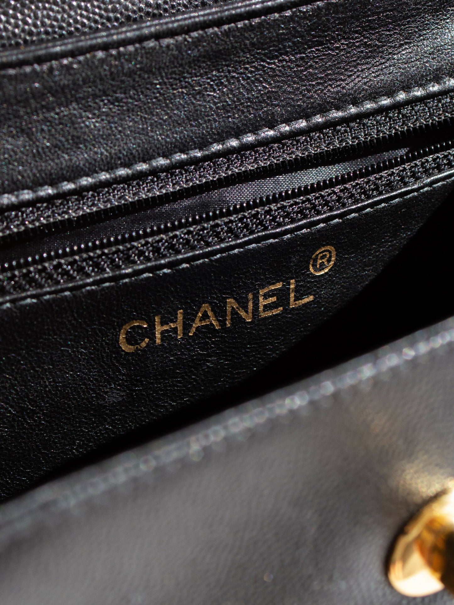 Chanel Vintage 1998 Kelly Black Caviar Leather 24K Gold Top Handle Bag