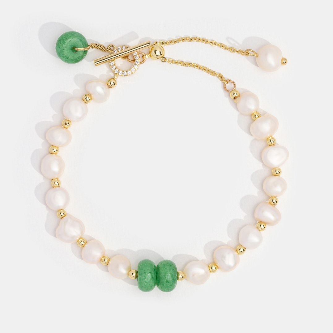 Freshwater Pearl & Pink Aventurine Bracelet