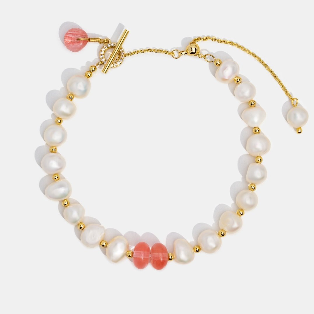 Freshwater Pearl & Pink Aventurine Bracelet