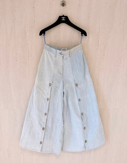 Chanel 2010 Greek Series wide led denim pants Size 34
