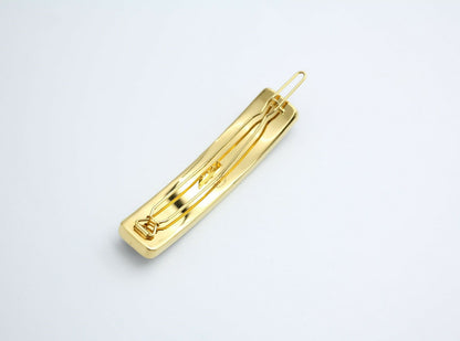 Chanel B21S Metal Burgundy Gold Edge English Long Hair Clip