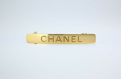 Chanel Vintage 98A Matte Gold-plated ‘CHANEL’ Hairpin