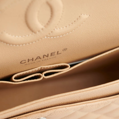 Chanel Medium/Large Caviar Double Classic Flap Beige