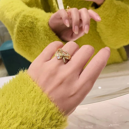 'Good Tidings' Crystal Bow Ring