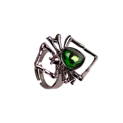 Green Crystal Spider Ring