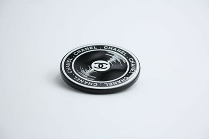 Chanel Vintage 04P Resin Black Disc Dynamic Brooch