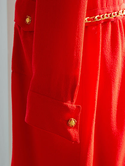 Chanel Vintage Haute Couture Fall/Winter 1988 Red Gold Chain Dress