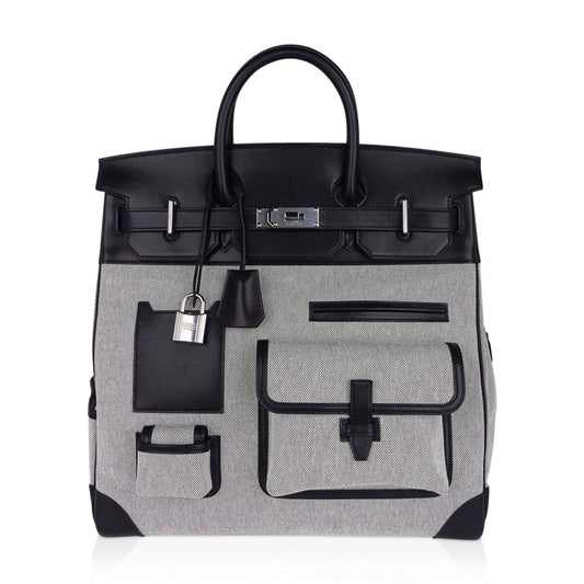 Hermes  Birkin 40 Haut A Courroies 40 Cargo Bag AA Ecru-Noir/Noir