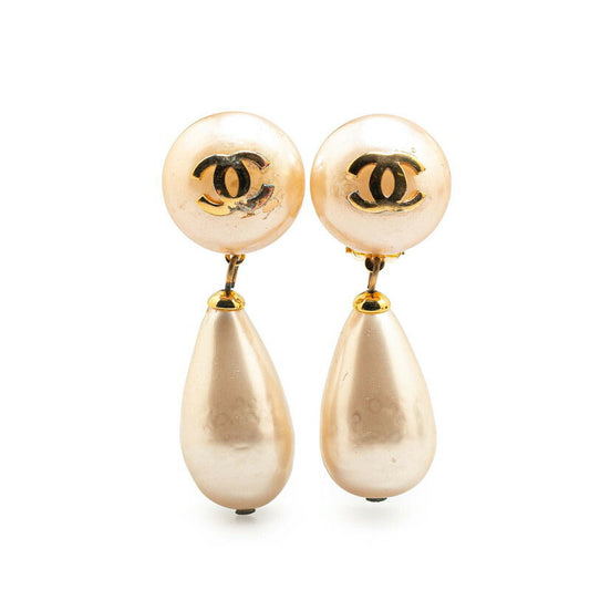 Chanel Coco Mark Vintage Pearl Earrings