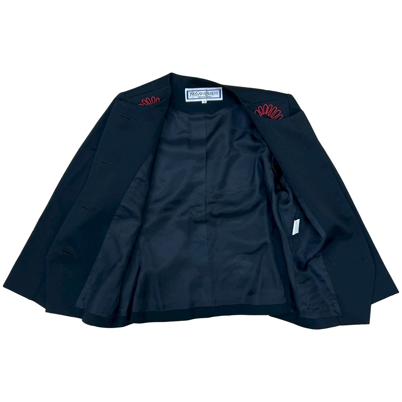 Yves Saint Laurent Embroidered Wool Collarless Jacket