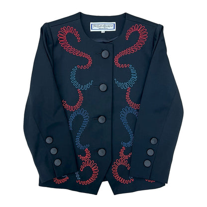Yves Saint Laurent Embroidered Wool Collarless Jacket