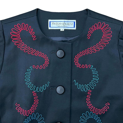 Yves Saint Laurent Embroidered Wool Collarless Jacket