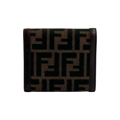 Fendi Zucca Canvas Leather Trifold Wallet