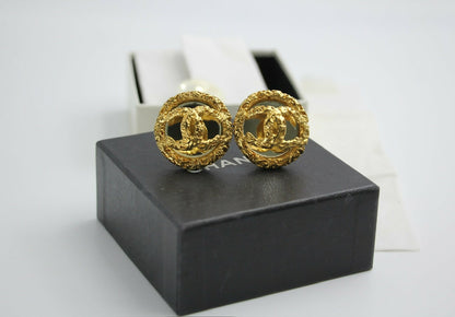 Chanel Vintage 93A Rare Lava Glass Mirror Clip-on Earrings