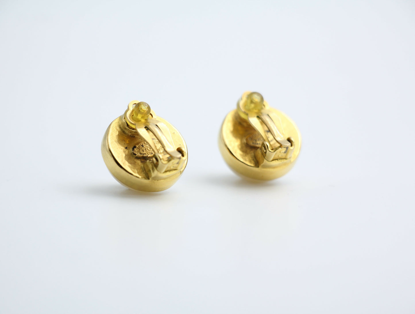 Chanel Vintage 97P Gold-plated & Imitation Pearl Gold Hoop Round Earrings