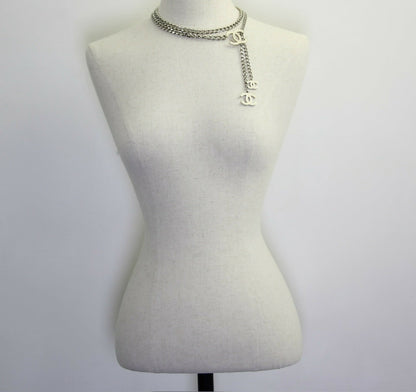 Chanel Vintage 05V Metal White Three CC Waist Chain
