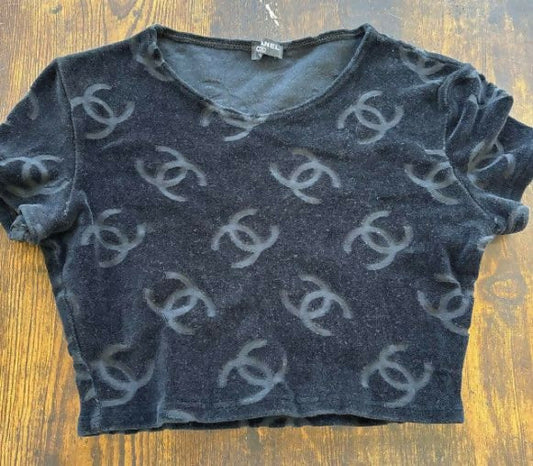 Chanel Vintage 1996 Cropped Velvet T-shirt