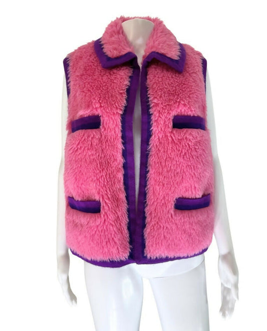 Chanel Vintage 1994 Faux Alpaca Vest- Rare Pink & Purple