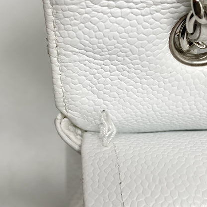 CHANEL MEDIUM CLASSIC DOUBLE FLAP BAG CAVIAR WHITE