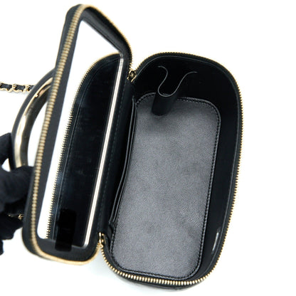 Chanel 22A Top Handle Long Vanity Case Lambskin Black L
