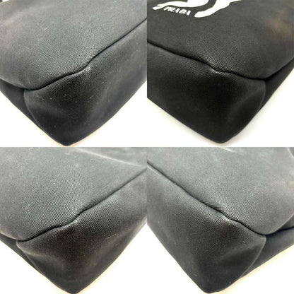 Prada Monkey Logo Canvas Tote Bag Black