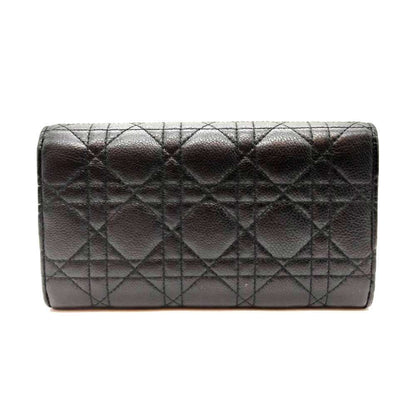 Dior Leather Caro Orchid Long Wallet Black