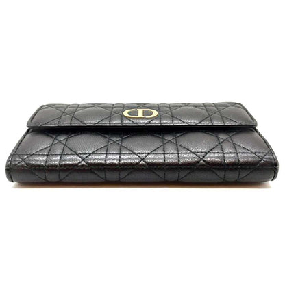 Dior Leather Caro Orchid Long Wallet Black