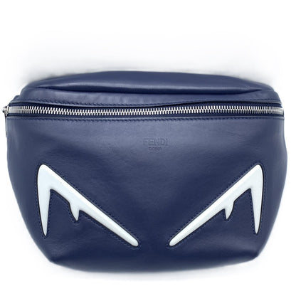 Fendi Bugs Eye Leather Waist Bag Navy
