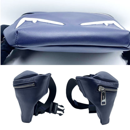 Fendi Bugs Eye Leather Waist Bag Navy