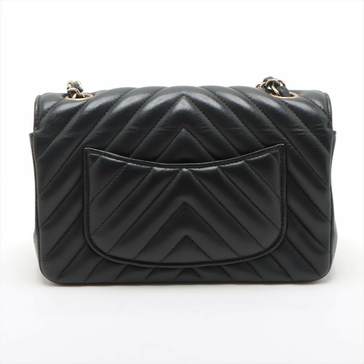 Chanel Black Caviar Flat Chevron Quilted Medium Double Flap Bag