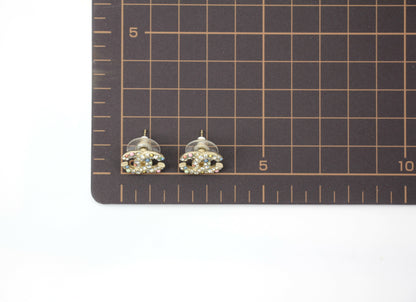 Chanel C21C Rhinestone Metal Multi-color Pebble Stud Earrings
