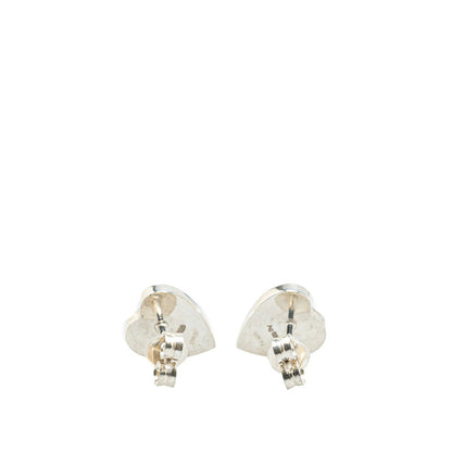 Gucci SV925 Heart Motif Stud Earrings Silver
