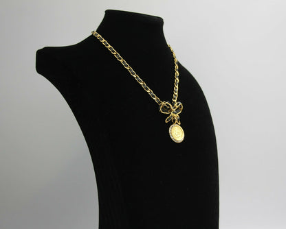 Chanel Vintage 96P Mrs Coco Gold-plated Leather Chain Necklace