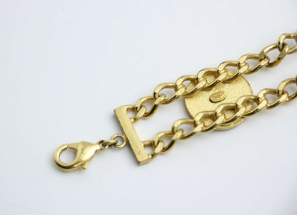 Chanel Vintage 01P Gold-plated & Enamel Star Heart Coin Bracelet