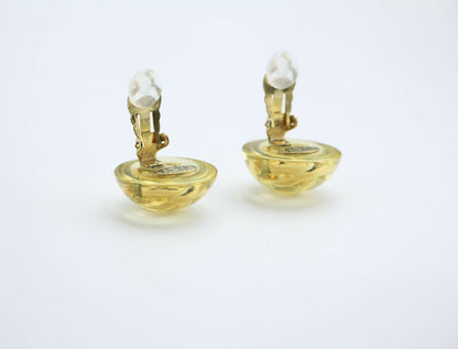 Chanel Vintage 1988 Gold-plated & Resin Round Clip-on earrings