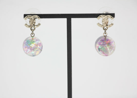 Chanel 12A Fantasy Purple Resin Round Dangle Clip-on Earrings
