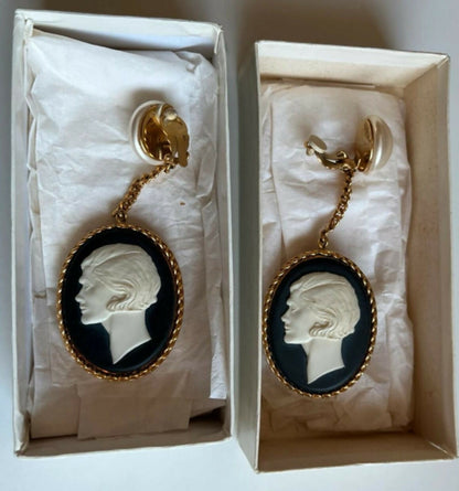 Chanel Vintage Faux Pearl Cameo Earrings