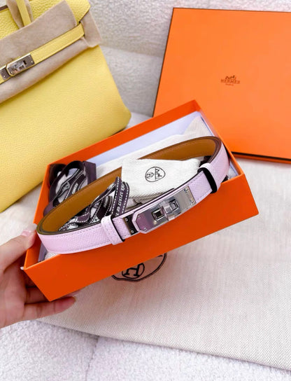 Hermès Kelly 18 Belt Mauve Pale Epsom Palladium Hardware