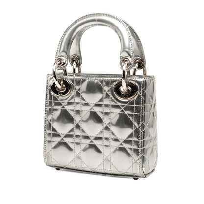 Dior Lady Dior Nano Cannage Patent Leather Fur 2way Bag