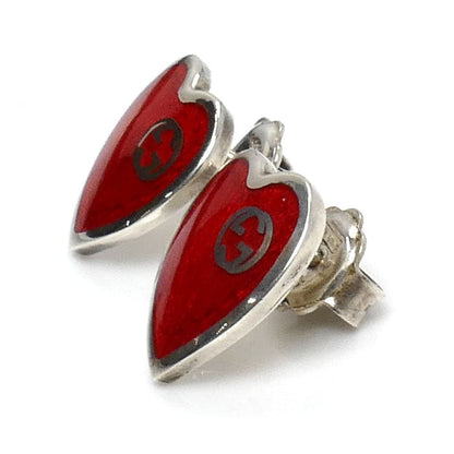 Gucci Interlocking G Heart Silver925 Enamel Earrings