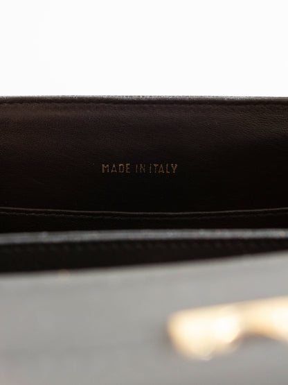 Chanel Vintage 1998 Kelly Black Caviar Leather 24K Gold Top Handle Bag