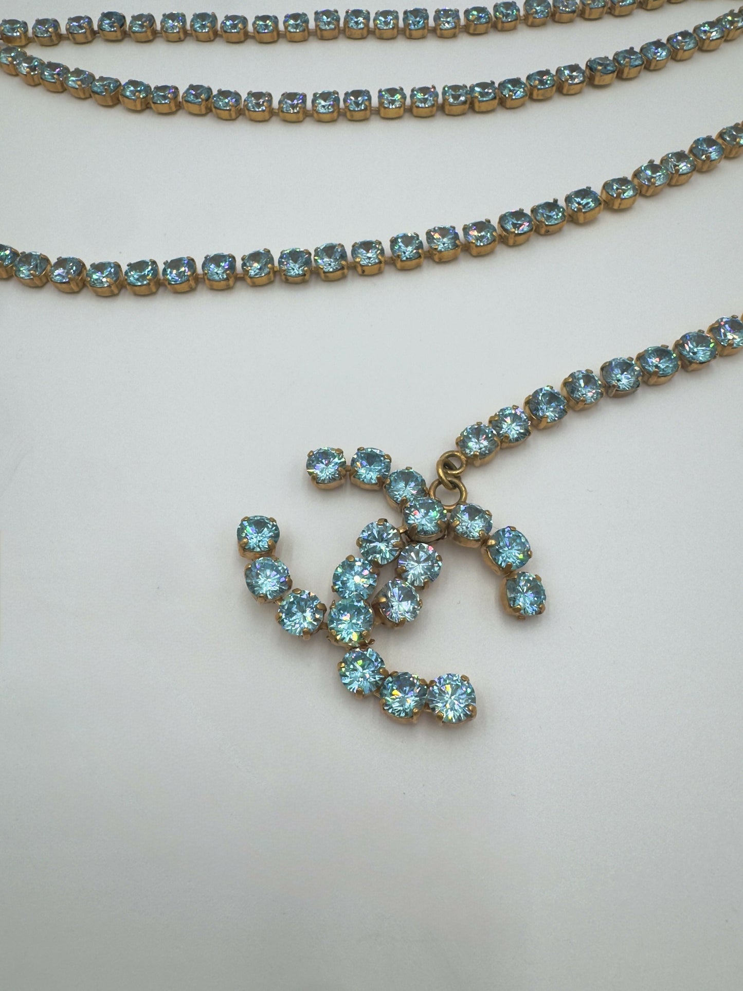 Chanel Vintage Barbie 1995P Baby Blue Iridescent Dangle Belt