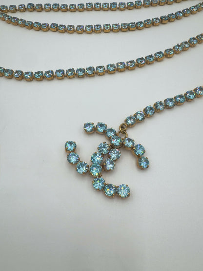 Chanel Vintage Barbie 1995P Baby Blue Iridescent Dangle Belt