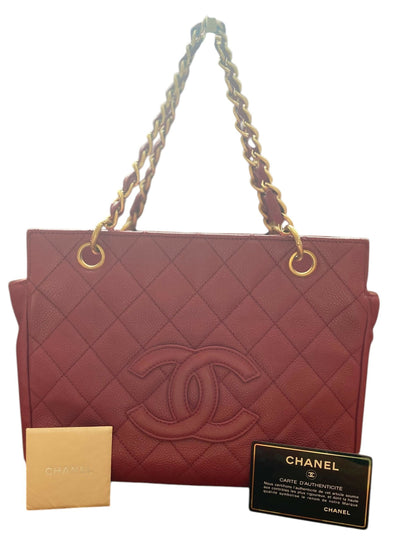Chanel PPT Pink Raspberry Quilted Caviar Leather Petite Timeless Shopping Tote Bag