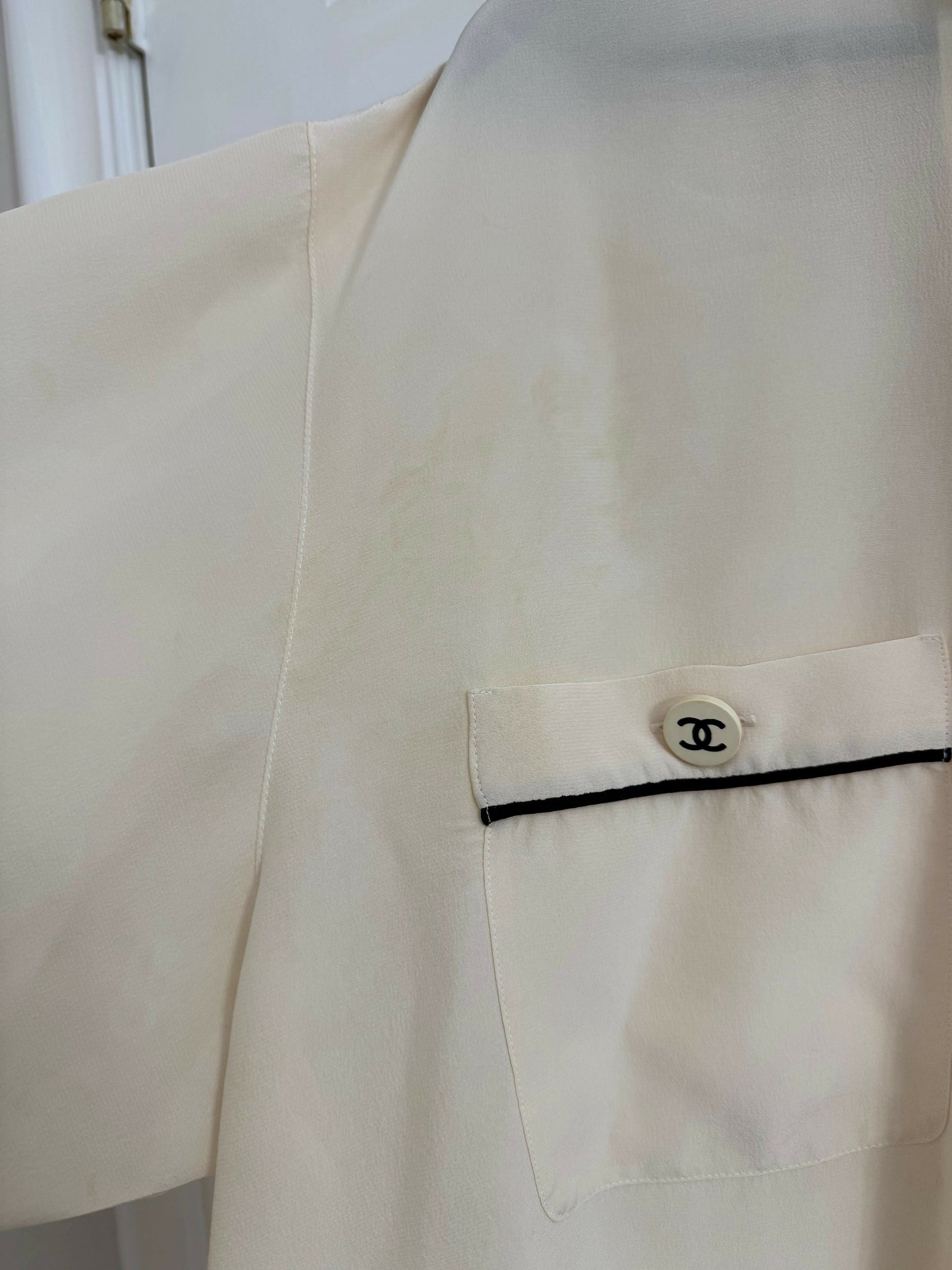 Rare Vintage Chanel Cream Silk Blouse